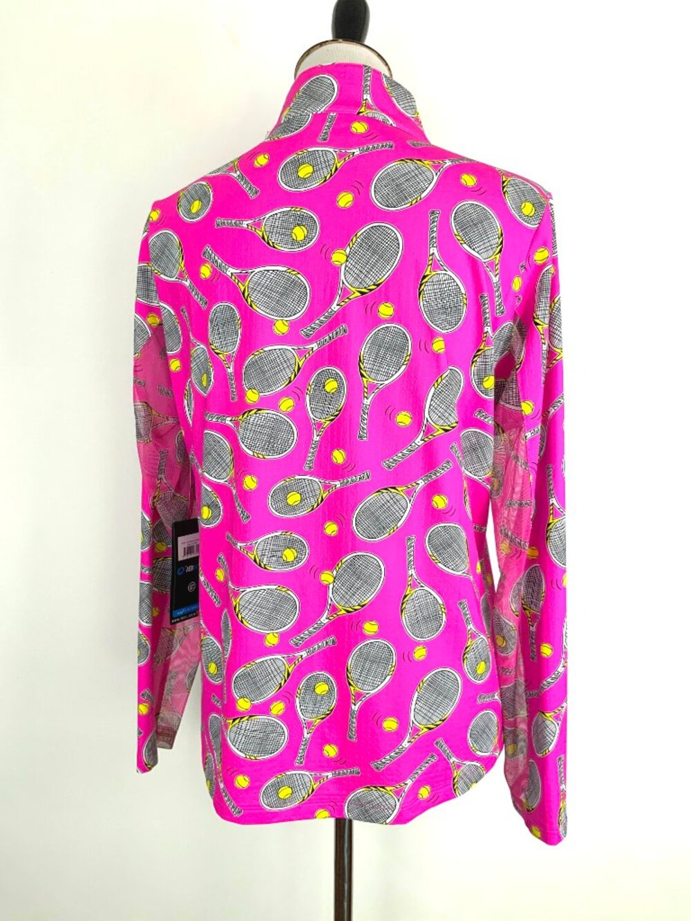 New Women's IBKUL Long Sleeve 1/4 Zip Tennis Top Venus Hot Pink Sz L - Picture 15 of 16